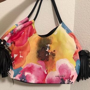 Sassy Jones Vibrant Floral Shoulder Bag - Red, Pink, Yellow, Blue